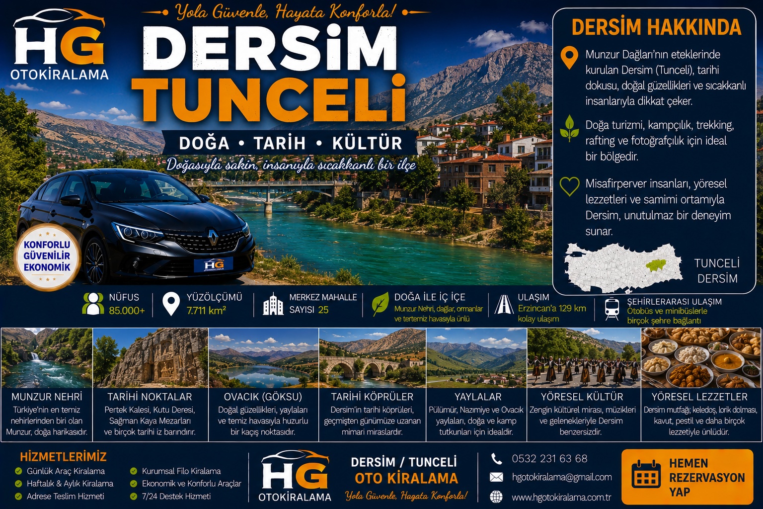 Dersim Tunceli araç kiralama | HG Blog